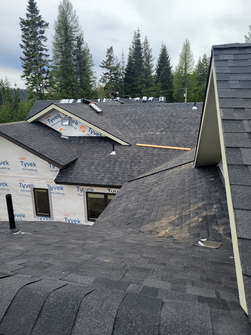 finished shingles on roof